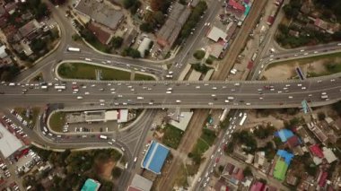 Drones Eye View - soyut karayolu trafik sıkışıklığı üst görünüm, ulaşım kavramı 6