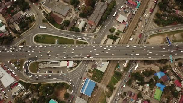 Pohled na DRONY oko-abstraktní silniční dopravní jam, koncepce dopravy 6 — Stock video