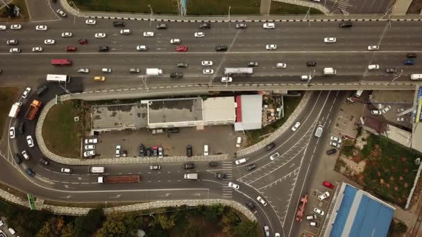 Drones Eye View - astratto traffico stradale vista dall'alto, concetto di trasporto 6 — Video Stock