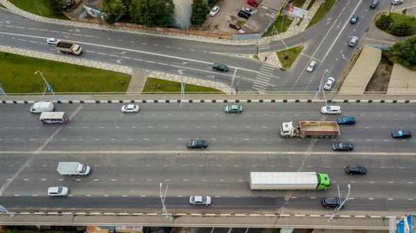 Drones Eye View - vista superior abstracta del atasco de tráfico por carretera, concepto de transporte — Foto de Stock