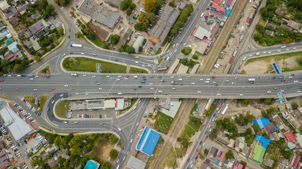 Drones Eye View - vista superior abstracta del atasco de tráfico por carretera, concepto de transporte — Foto de Stock