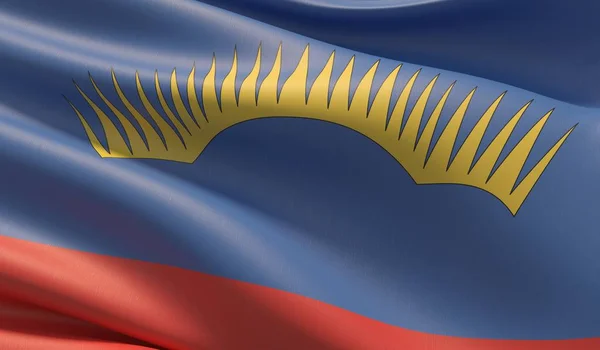 Bandera de Murmansk Oblast. Ilustración 3D de primer plano de alta resolución. Banderas de los sujetos federales de Rusia. —  Fotos de Stock