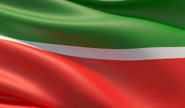 Vlag van Tatarstan. Hoge resolutie close-up 3D illustratie. Vlaggen van de federale onderdanen van Rusland. — Stockfoto