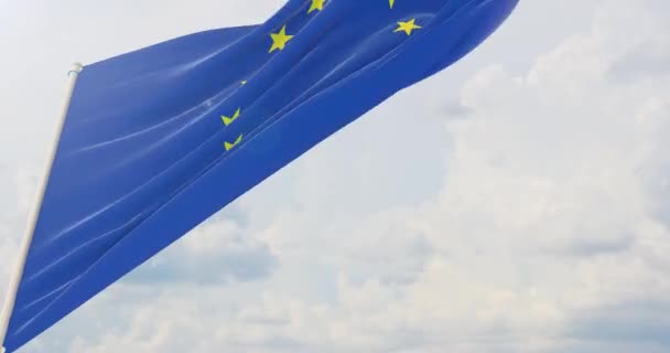 Bandiere sventolanti del mondo - Bandiera ufficiale dell'UE. Bandiera dell'Unione europea. — Video Stock