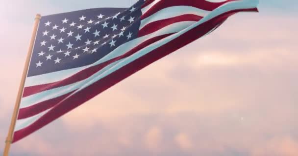 Dünyanın bayrağını sallayan Amerikan Bayrağı. — Stok video
