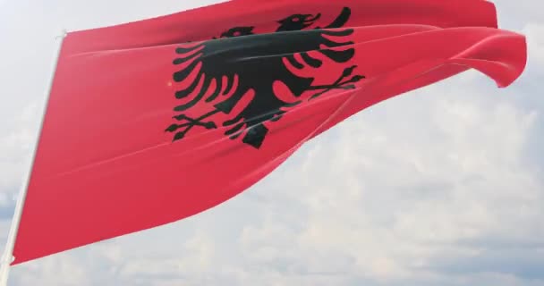 Banderas ondeando del mundo - Bandera de Albania . — Vídeo de stock