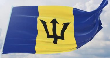 Dünyanın bayraklarını sallıyor - Barbados bayrağı.