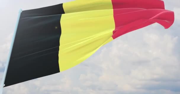 Bandeiras ondulantes do mundo - Bandeira da Bélgica . — Vídeo de Stock