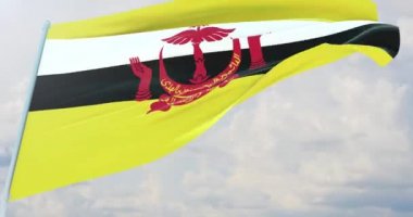 Dünyanın bayraklarını sallıyor. Brunei bayrağı. 3B illüstrasyon.