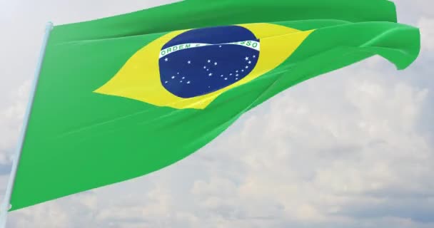 Bandeiras ondulantes do mundo - Bandeira do Brasil. Ilustração 3D . — Vídeo de Stock