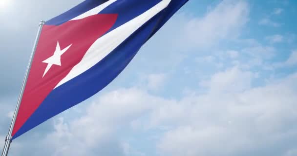 Küba 'nın yüksek çözünürlüklü yakın çekim bayrağı. — Stok video