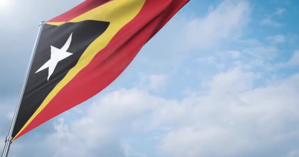 Banderas ondeantes del mundo - Bandera de Timor Oriental . — Vídeo de stock