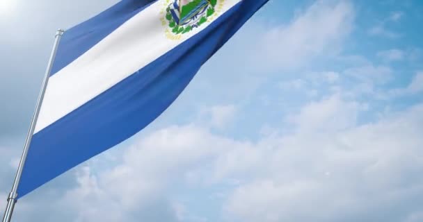 Bandeiras ondulantes do mundo - Bandeira de El Salvador . — Vídeo de Stock