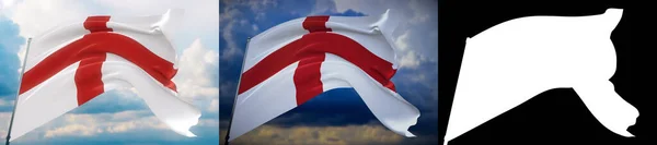 세계의 깃발을 흔들고 있는 영국의 국기입니다. 두 개의 깃발과 알파 마테 이미지로 되어 있다. 원치 않는 모서리가 없는 아주 고품질의마스크. 프로페셔널 작곡을 위한 해상도높음. 3D 삽화. — 스톡 사진