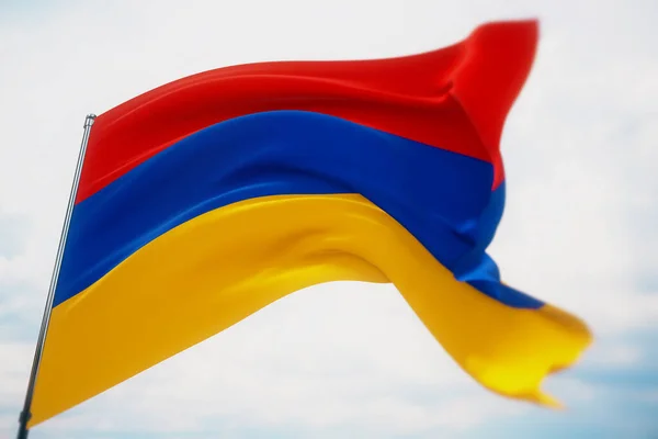 Размахивание флагами мира - флаг Армении. Выстрел с малой глубиной резкости, выборочная фокусировка. 3D иллюстрация. — стоковое фото