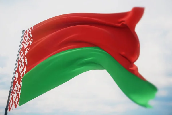 Waving flags of the world - flag of Belarus. Shot with a shallow depth of field, selective focus. 3D illustration. — Stock Photo, Image