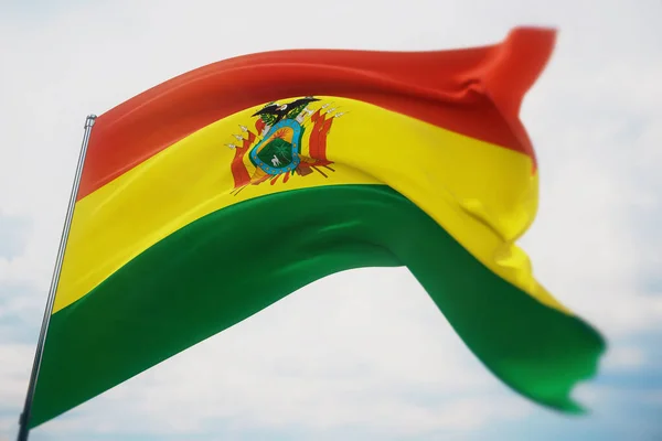 Waving flags of the world - flag of Bolivia. Shot with a shallow depth of field, selective focus. 3D illustration. — Stock Photo, Image