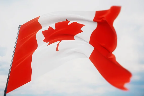 Waving flags of the world - flag of Canada. Shot with a shallow depth of field, selective focus. 3D illustration. — Stock Photo, Image