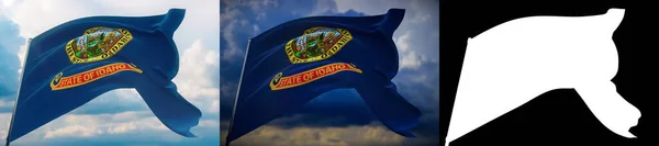 Прапори штатів США. Державний прапор Айдахо. 3D ілюстрація. Набір 2 прапорів і зображення альфа-матів. Колекція прапорів Сполучених Штатів Америки. — стокове фото