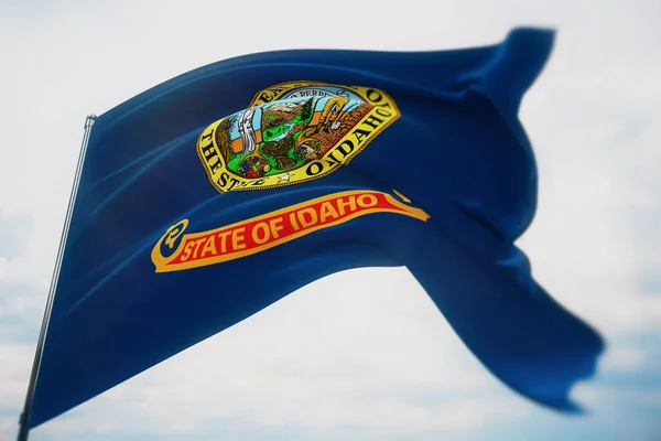 Bandiere degli Stati Uniti. Stato della bandiera dell'Idaho. Illustrazione 3D. Stati Uniti d'America collezione bandiere Stati Uniti d'America. — Foto Stock