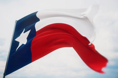 Amerika Birleşik Devletleri bayrakları. Teksas eyaleti bayrağı. Üç boyutlu illüstrasyon. Amerika Birleşik Devletleri bayrakları topladı.