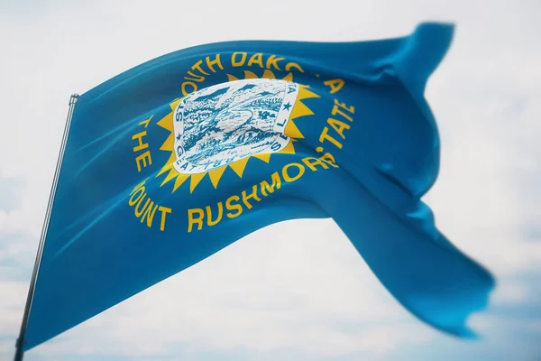 Bandeiras dos Estados Unidos. Bandeira do Estado do Dakota do Sul. Ilustração 3D. Estados Unidos da América Estados Unidos da América bandeira coleção. — Fotografia de Stock