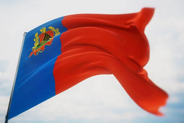 Flaga obwodu Kemerowo. Wysoka rozdzielczość zbliżenie 3D ilustracji. Flagi podmiotów federalnych Rosji. — Zdjęcie stockowe