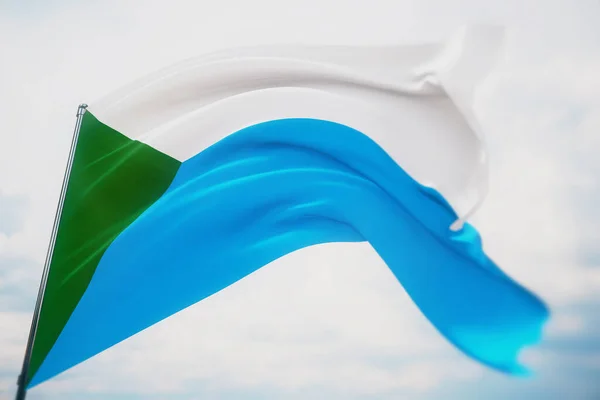 Zászló Khabarovsk Krai. Nagy felbontású közelkép 3D illusztráció. Zászló Oroszország szövetségi alattvalóinak. — Stock Fotó