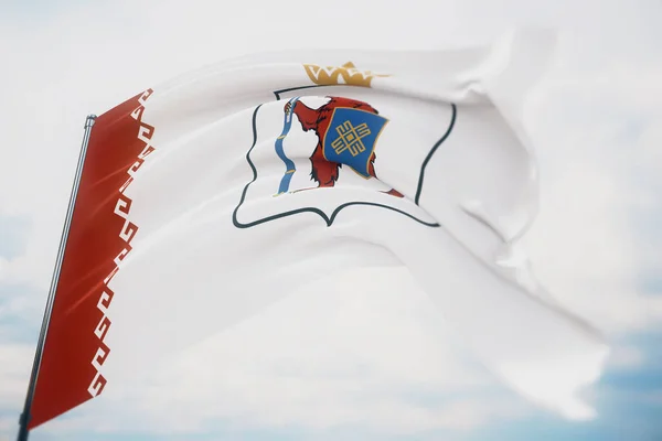 Bandeira de Mari El. Ilustração 3D close-up de alta resolução. Bandeiras dos súditos federais da Rússia. — Fotografia de Stock