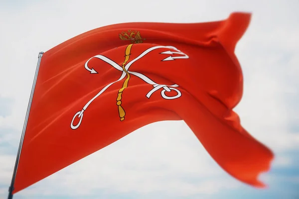 Bandeira de São Petersburgo, ilustração 3D close-up de alta resolução. Bandeiras dos súditos federais da Rússia. — Fotografia de Stock