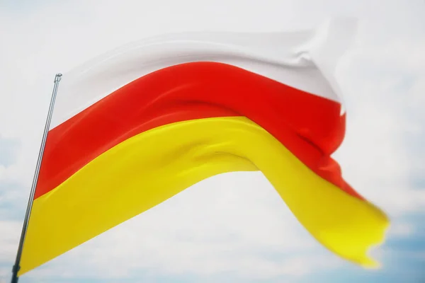 Flagge Ossetiens. Hochauflösende 3D-Illustration aus nächster Nähe. Flaggen der föderalen Untertanen Russlands. — Stockfoto