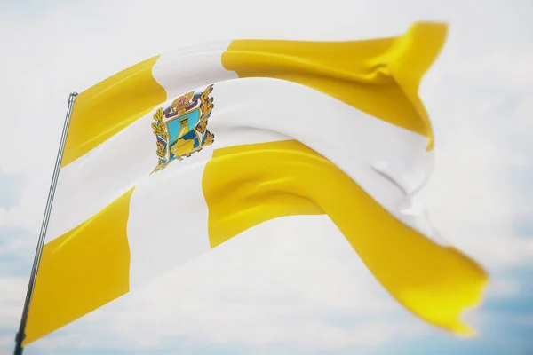 Bandeira de Stavropol Krai. Ilustração 3D close-up de alta resolução. Bandeiras dos súditos federais da Rússia. — Fotografia de Stock