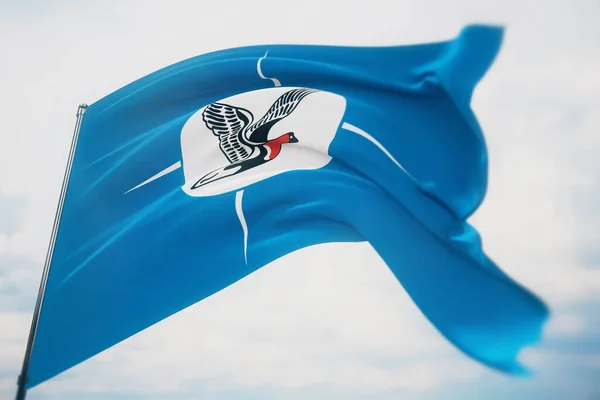 Taymyr Autonóm Okrug zászlója. Nagy felbontású közelkép 3D illusztráció. Zászló Oroszország szövetségi alattvalóinak. — Stock Fotó