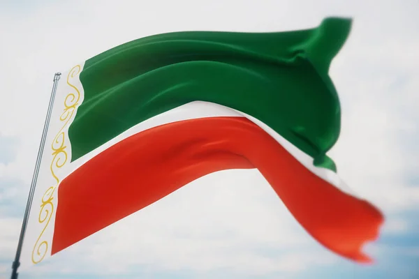 Çeçenistan bayrağı, Çeçen Cumhuriyeti. Yüksek çözünürlüklü 3D resimleme. Rusya federal vatandaşlarının bayrakları. — Stok fotoğraf