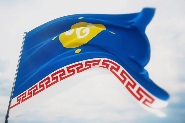 Ust-Orda Buryat Okrug的旗帜。高分辨率的3D特写说明。俄罗斯联邦主体的旗帜. — 图库照片