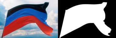 Dünyanın bayraklarını sallıyor. Donetsk Halk Cumhuriyeti bayrağı. Bayrak seti ve alfa matte 3D çizim. İstenmeyen bir tarafı olmayan çok kaliteli bir maske. Profesyonel bileşim için yüksek çözünürlük.