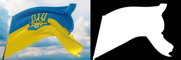 Vlnící se vlajky světa - vlajka Ukrajiny. Soubor vlajky a alfa matné 3D ilustrace. Velmi kvalitní maska bez nežádoucího ostří. Vysoké rozlišení pro profesionální složení. — Stock fotografie