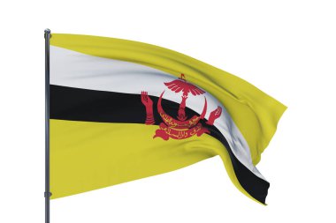 Üç boyutlu illüstrasyon. Dünyanın bayraklarını sallıyor. Brunei bayrağı. Beyaz arkaplanda izole.