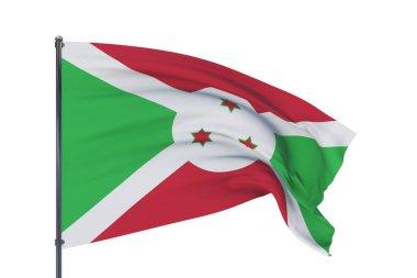 Üç boyutlu illüstrasyon. Dünyanın bayraklarını sallıyordu. Burundi bayrağı. Beyaz arkaplanda izole.