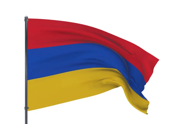 Ilustración 3D. Banderas ondeando del mundo - Bandera de Armenia. Aislado sobre fondo blanco. —  Fotos de Stock
