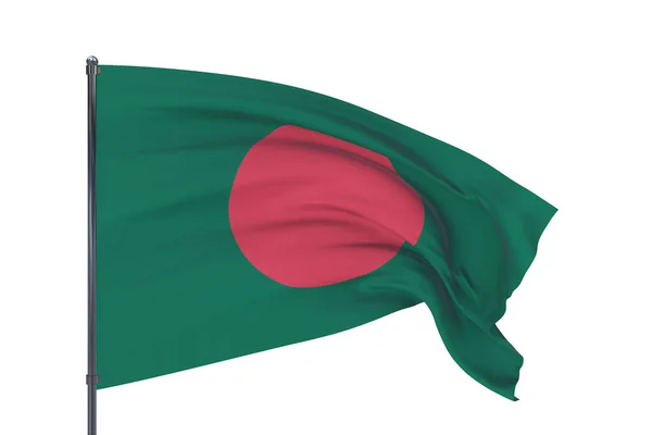 3D illustratie. Wuivende vlaggen van de wereld - vlag van Bangladesh. Geïsoleerd op witte achtergrond. — Stockfoto