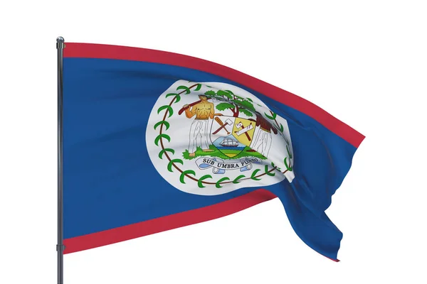 Üç boyutlu illüstrasyon. Dünyanın bayraklarını sallıyor - Belize bayrağı. Beyaz arkaplanda izole. — Stok fotoğraf