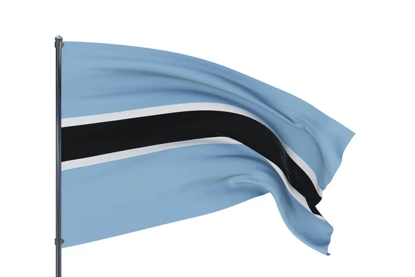 Ilustração 3D. Bandeiras ondulantes do mundo - Bandeira do Botsuana. Isolado sobre fundo branco. — Fotografia de Stock