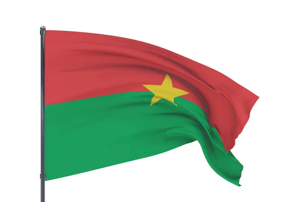 Ilustração 3D. Bandeiras ondulantes do mundo - Bandeira de Burkina Faso. Isolado sobre fundo branco. — Fotografia de Stock