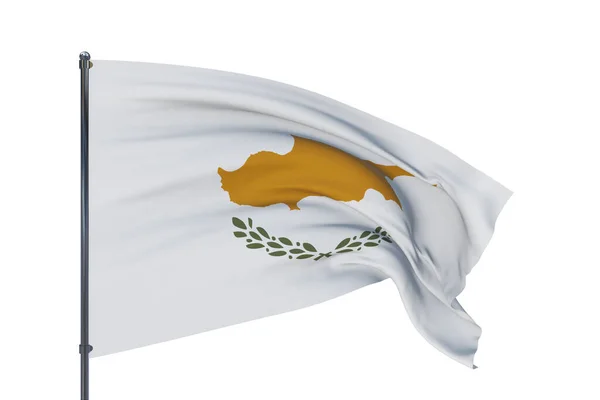 Illustrazione 3D. Sventolando bandiere del mondo - bandiera di Cipro. Isolato su sfondo bianco. — Foto Stock