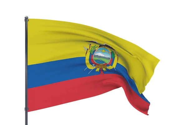 3D-Illustration. Flaggen der Welt schwenken - Flagge Ecuadors. Isoliert auf weißem Hintergrund. — Stockfoto