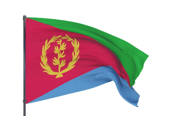 3D απεικόνιση. Κυματιστές σημαίες του κόσμου - σημαία της Ερυθραίας. Απομονωμένα σε λευκό φόντο. — Φωτογραφία Αρχείου