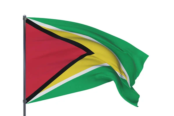 3D illustration. Waving flags of the world - flag of Guyana. Isolated on white background. — Stock Photo, Image