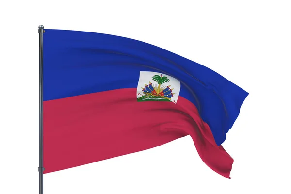 3D-illustration. Viftande flaggor i världen - Haitis flagga. Isolerad på vit bakgrund. — Stockfoto