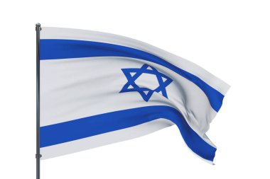 Üç boyutlu illüstrasyon. Dünyanın bayraklarını sallıyordu - İsrail bayrağı. Beyaz arkaplanda izole.